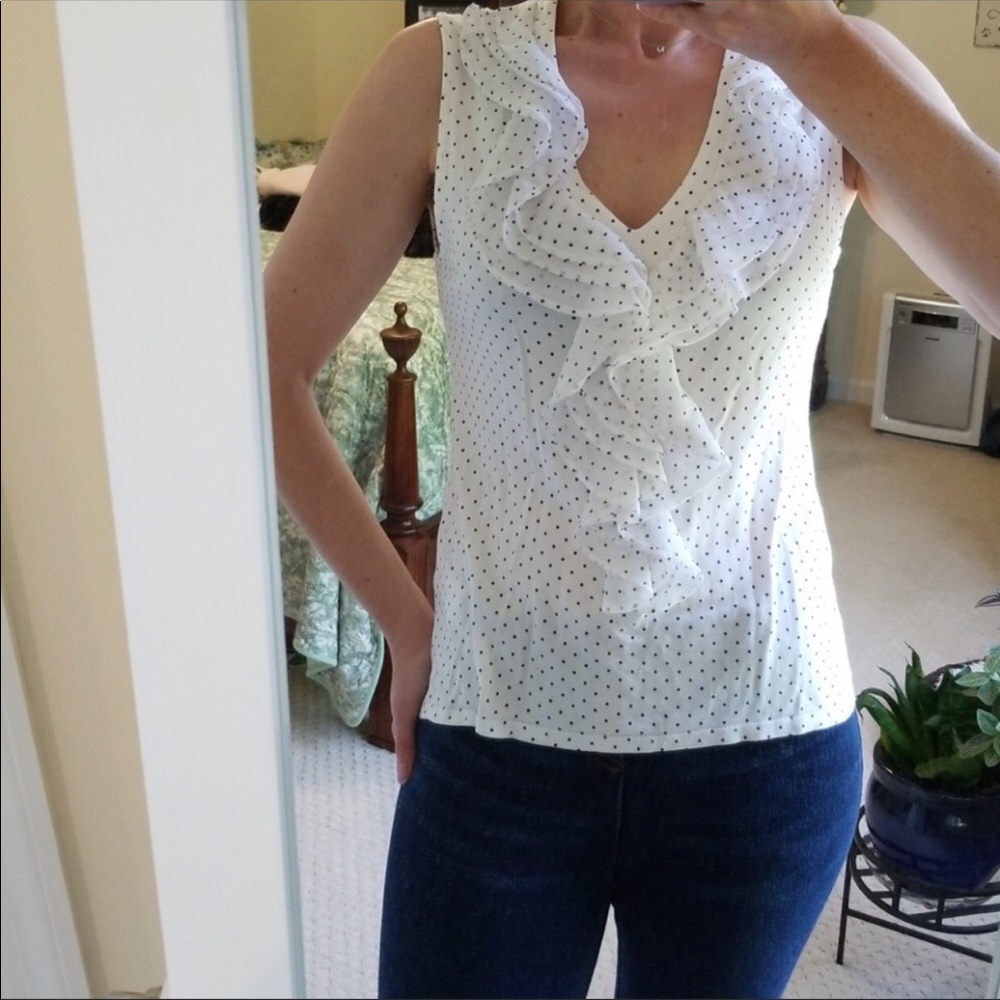 H&M Ruffle Black and white polkadot top